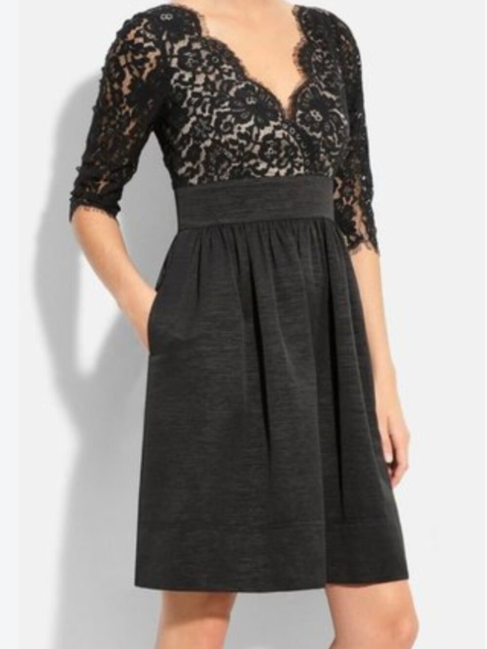 Eliza J Lace Fringe Fit & Flare Cocktail Dress